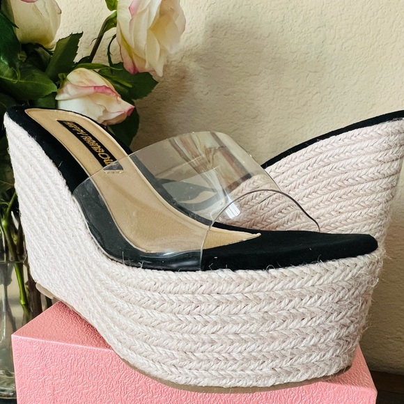 Black & Clear Belted Wedges from Happy Rainbow - Picture 3 of 4